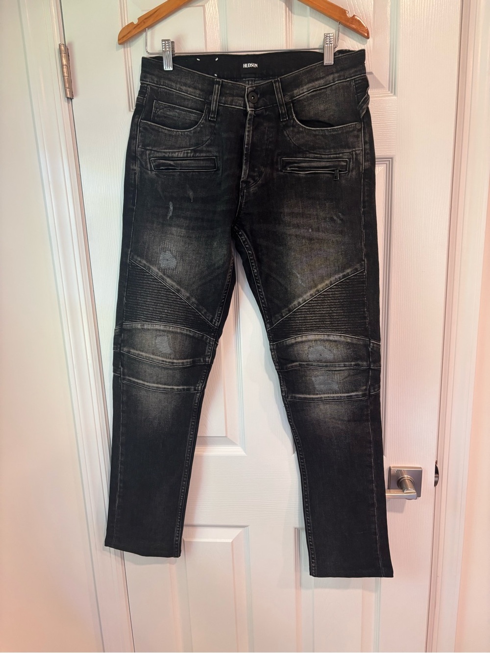 Hudson Blinder Skinny Biker jeans in washed black size 31 NWT